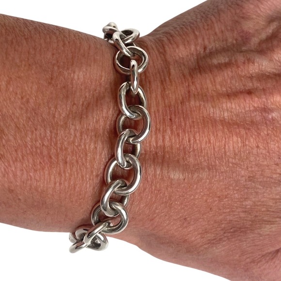 VTG TIFFANY & CO Silver Heart Tag Pendant Toggle Chain Bracelet Authentic Chunky - Picture 7 of 8